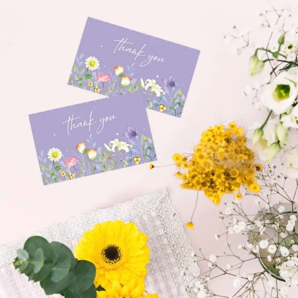 Elegant Floral Thank You Cards - Lavender, NEW, 50 pcs. - Picture 6 of 6